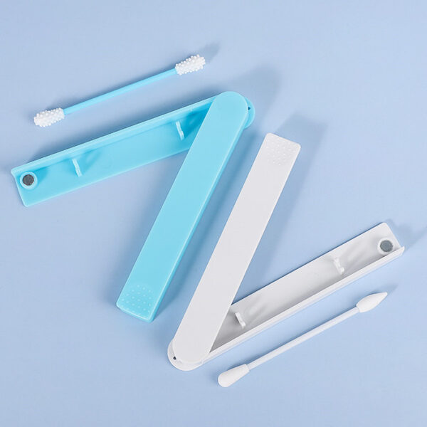 Portable 1 Piece Plastic Box Packaging Silicone Washable Ear Buds Reusable Cotton Swab - Image 4