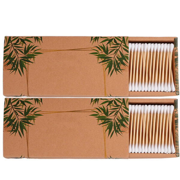 Bamboo Stick Cotton Swabs 500 Count in Custom Paper Drawer Box - Image 2