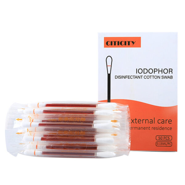 Iodophor Cotton Swabs for Disinfection 50 Count Individual Packaging with Paper Box - Image 4