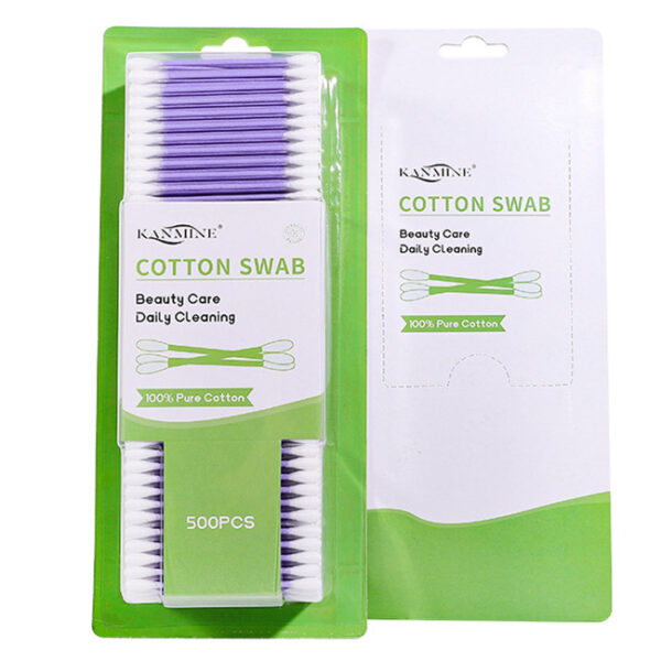 Purple Paper Stick Cotton Swabs 500 Count in Blister Card - Image 4