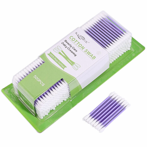 Purple Paper Stick Cotton Swabs 500 Count in Blister Card - Image 3