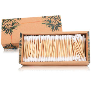 Biodegradable Bamboo Stick Cotton Swabs 500 Count in Paper Drawer Box